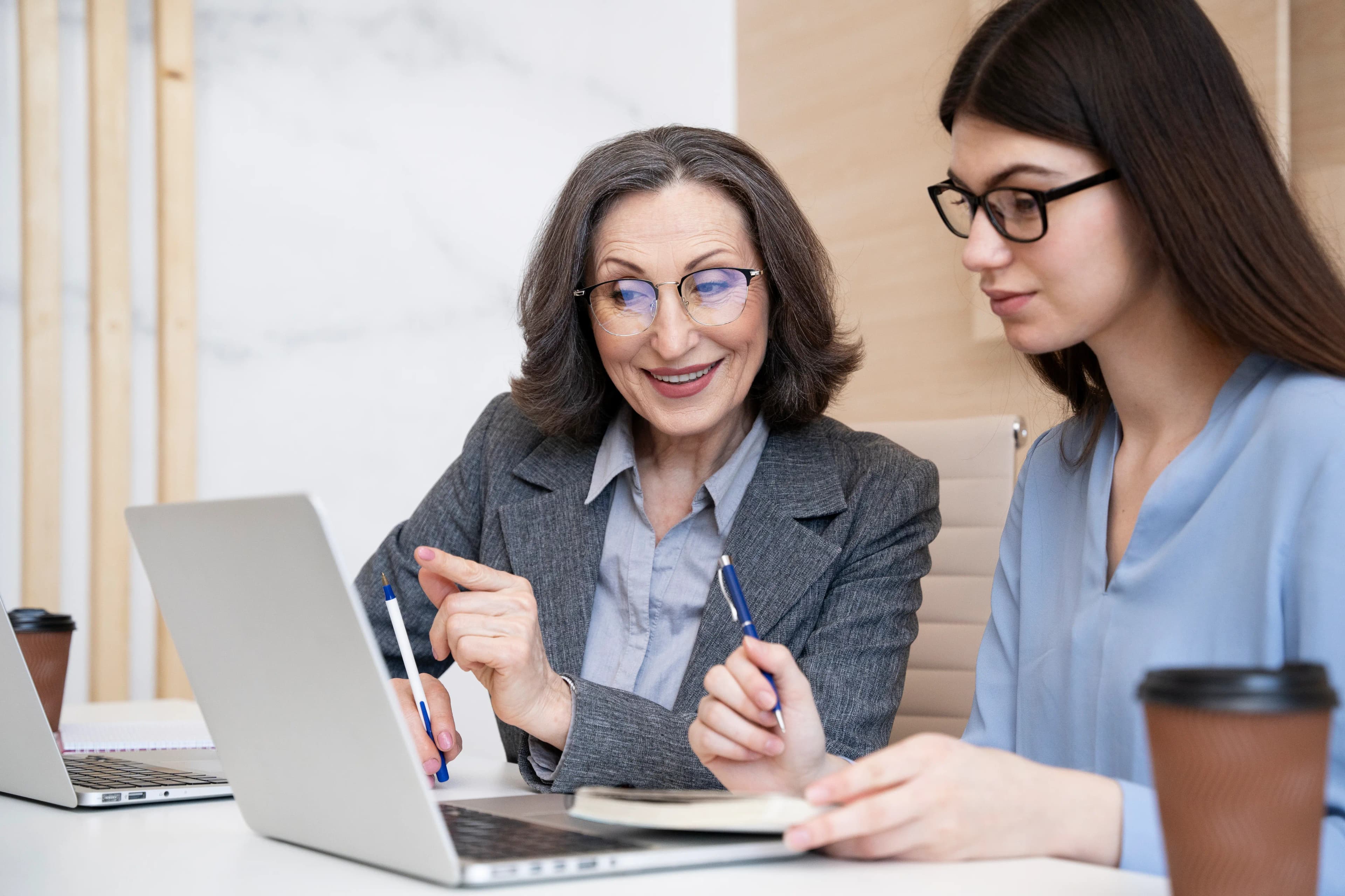 Tutor guiding a student